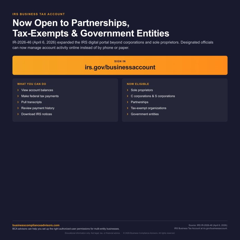 IRS Business Tax Account Infographic